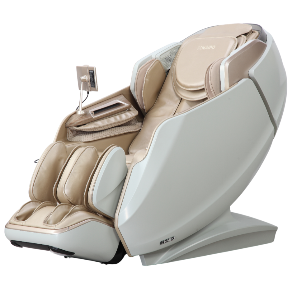 NAIPO 4D High-End Massagesessel S61 Weiß, Wärmefunktion, 8-inch Tablet-Steuerung