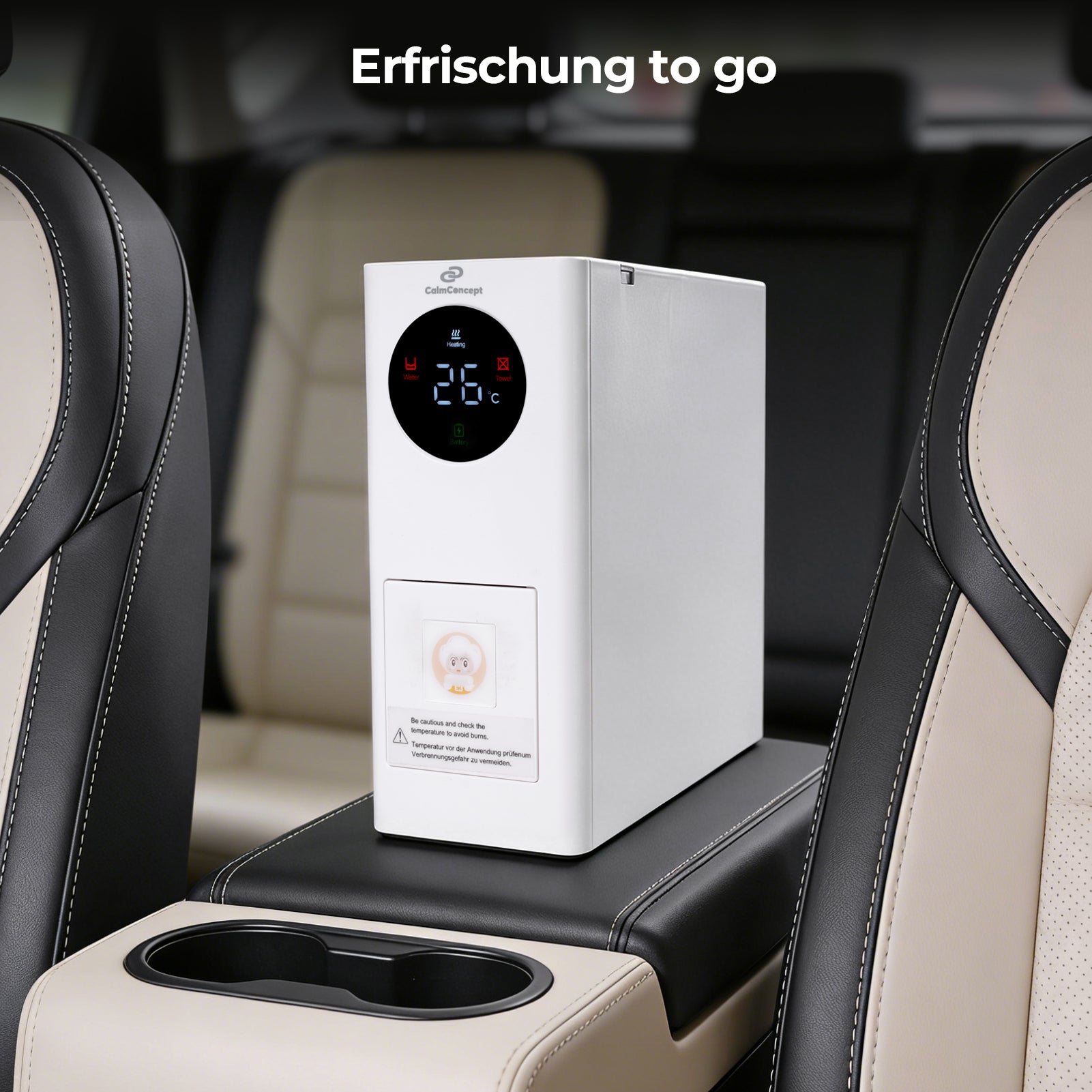 CalmConcept® Mini Warmhandtuchspender – Saubere und angenehm warme Einweghandtücher für Zuhause und unterwegs, Modell W2