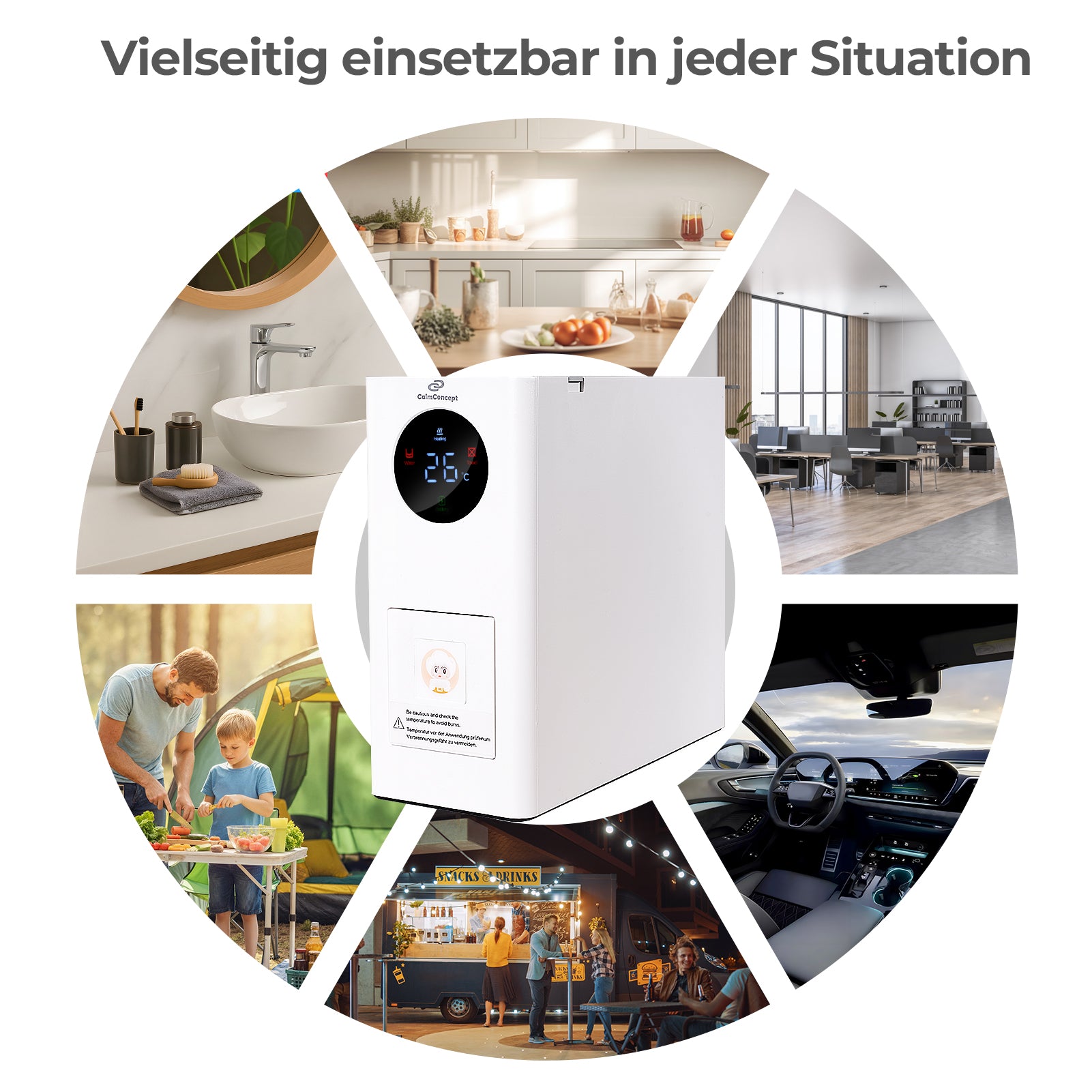 CalmConcept® Mini Warmhandtuchspender – Saubere und angenehm warme Einweghandtücher für Zuhause und unterwegs, Modell W2