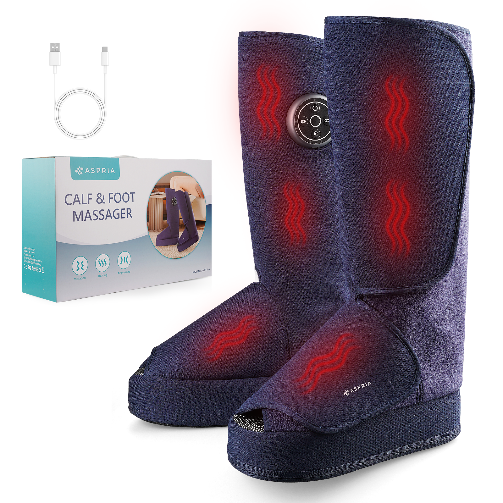 Aspria Cloudwalk Fußmassagegerät mit Wärmefunktion, Shiatsu Tiefkneten & 360° Luftkompression