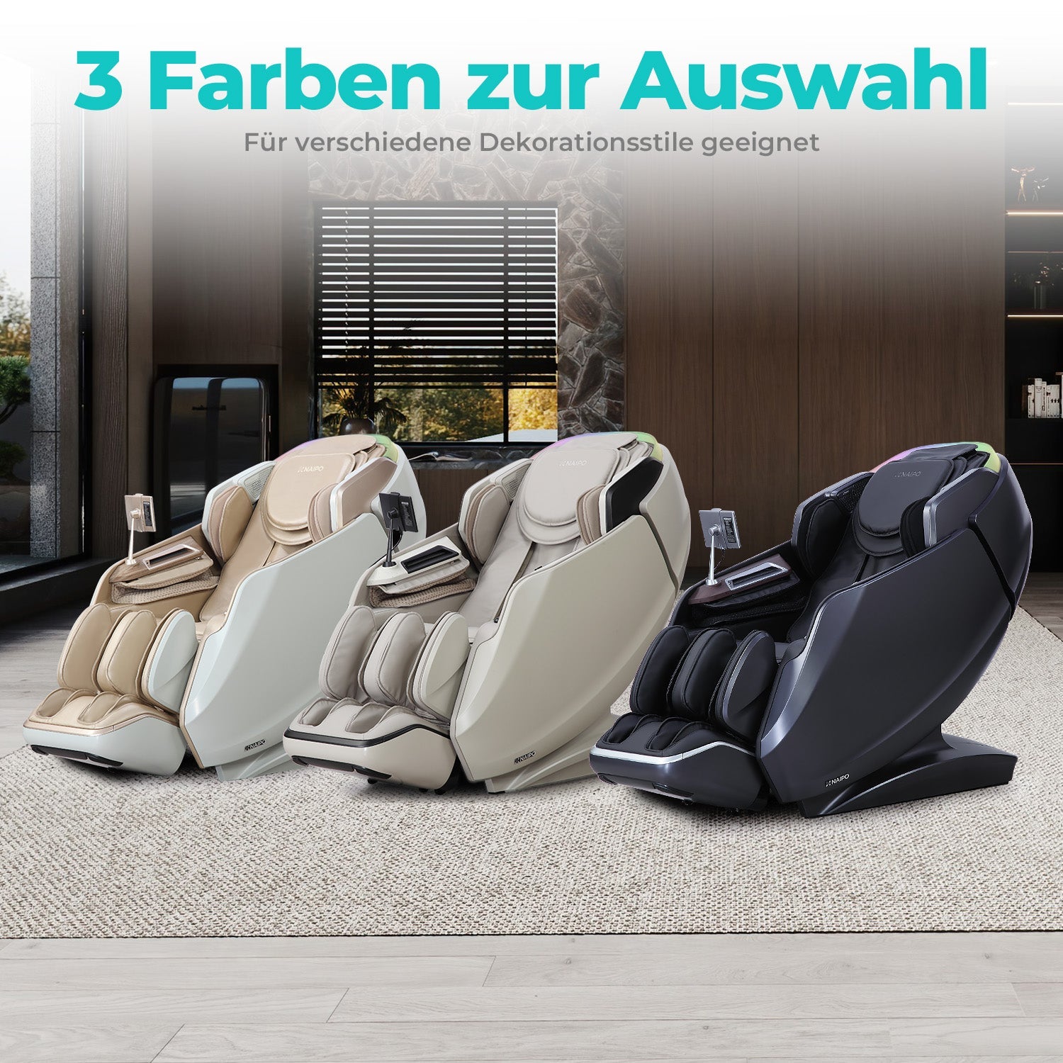 NAIPO 4D High-End Massagesessel S61, Wärmefunktion, 8-inch Tablet-Steuerung