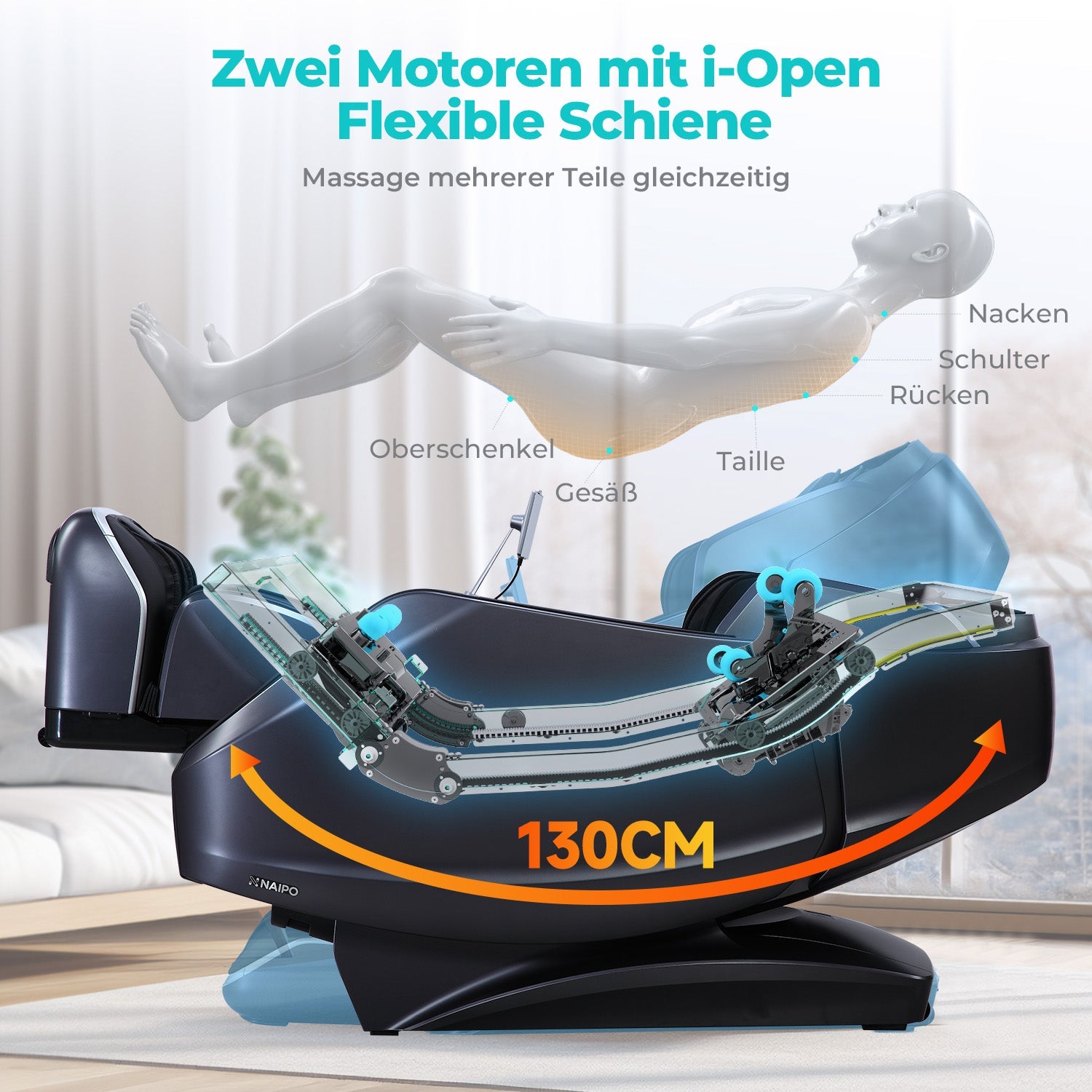 NAIPO 4D High-End Massagesessel S61, Wärmefunktion, 8-inch Tablet-Steuerung