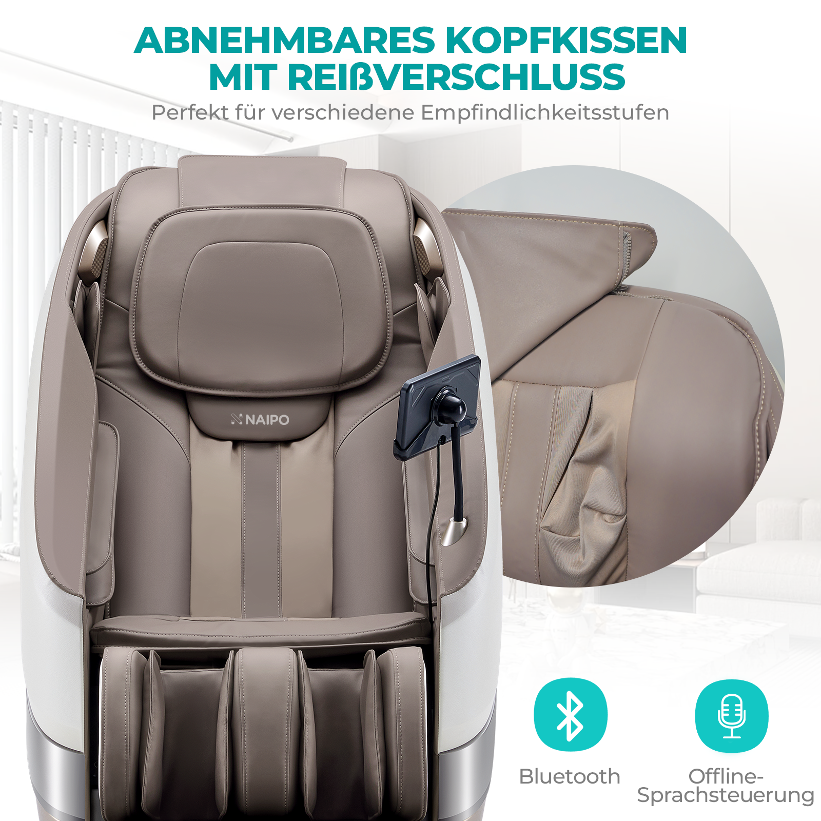 NAIPO Tai Chi Flow Massagesessel für Ganzkörpermassage mit Wärme, Zero-Gravity, Nacken- und Schultermassage, Gebraucht/Generalüberholt