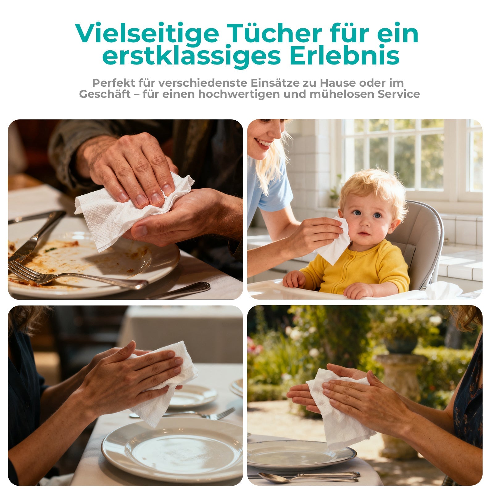 CalmConcept® Einweg-Handtuchrolle 23M, aus 100 % natürliche Pflanzenfasern, 3D-Perlentextur, weich, fusselfrei, biologisch abbaubar, für Trocken- & Nassanwendung, für Warmtuchspender Modell A