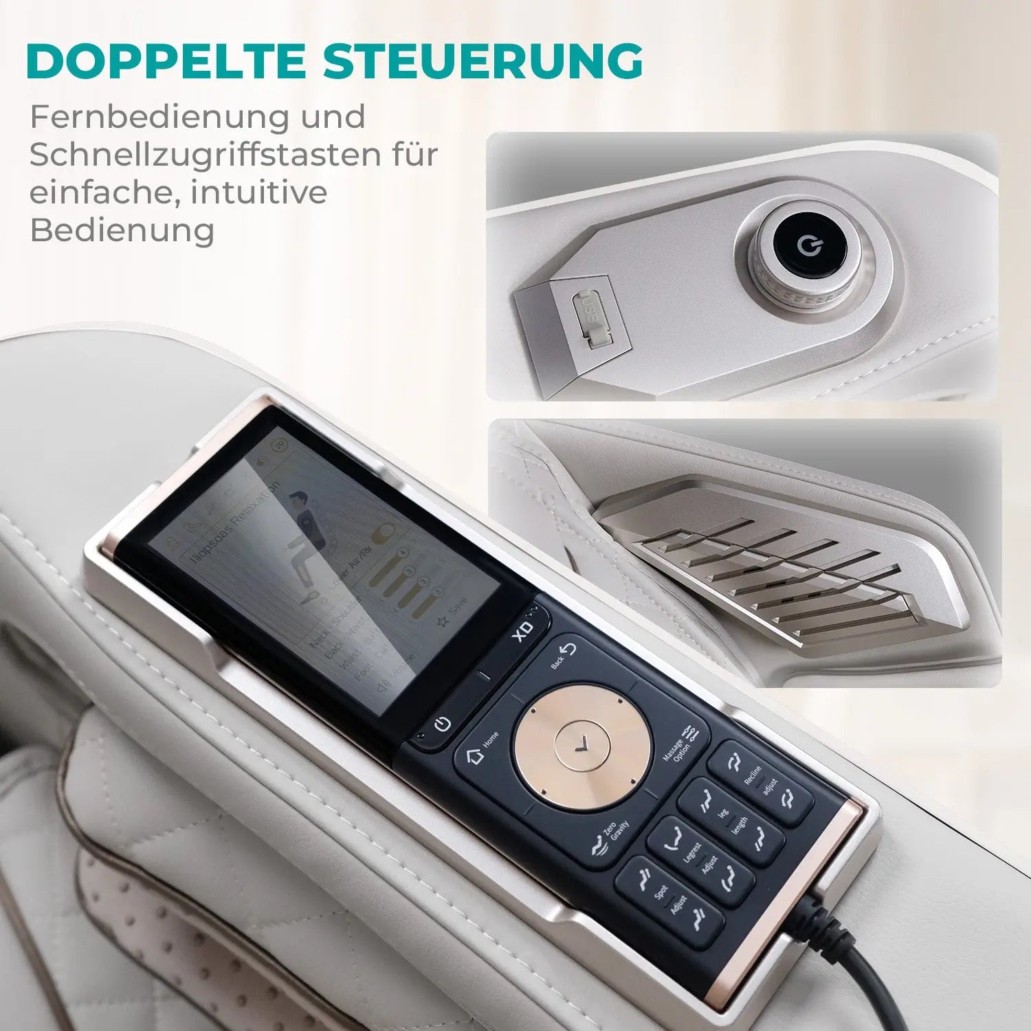 NAIPO® Space Walk 3D Massagesessel mit Wärmefunktion, Zero Gravity Liegefunktion, Shiatsu, 3D Surround-Sound, Ganzkörpermassage, Körperscan