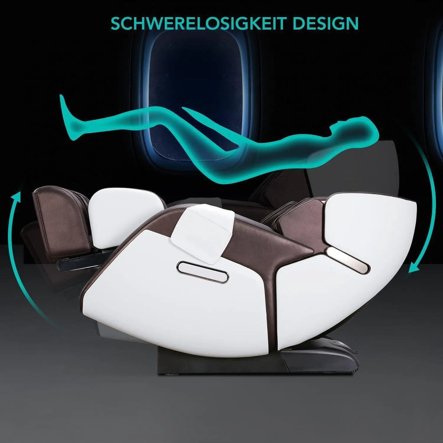 NAIPO Premium 3D Massagesessel Wärmefunktion, Shiatsu, Zero Gravity, Bluetooth Surround Sound, Braun/Weiß, Gebraucht/Generalüberholt