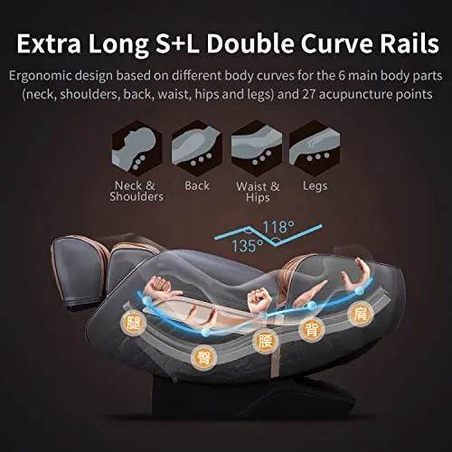 Aspria Massagesessel Shiatsu Zero-Gravity Liegesessel für Ganzkörpermassage, elektrischer Massagestuhl mit Wärmefunktion, bionischen Massagetechniken, USB, Bluetooth, Relaxsessel Für Zuhause und Büro