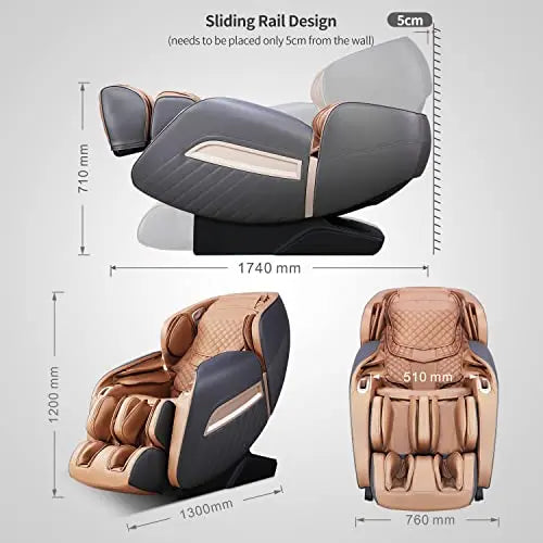 Aspria Massagesessel Shiatsu Zero-Gravity Liegesessel für Ganzkörpermassage, elektrischer Massagestuhl mit Wärmefunktion, bionischen Massagetechniken, USB, Bluetooth, Relaxsessel Für Zuhause und Büro
