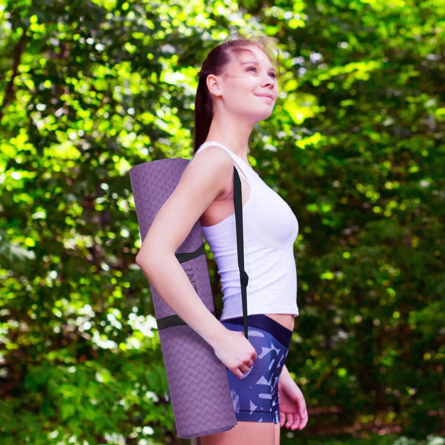 INTEY Yogamatte Gymnastikmatte rutschfest TPE rutschfest Übungsmatte Sportmatte Fitnessmatte für Fitness & Gymnastik mit Tragegurt - Maße 180 x 60 x 0.7cm