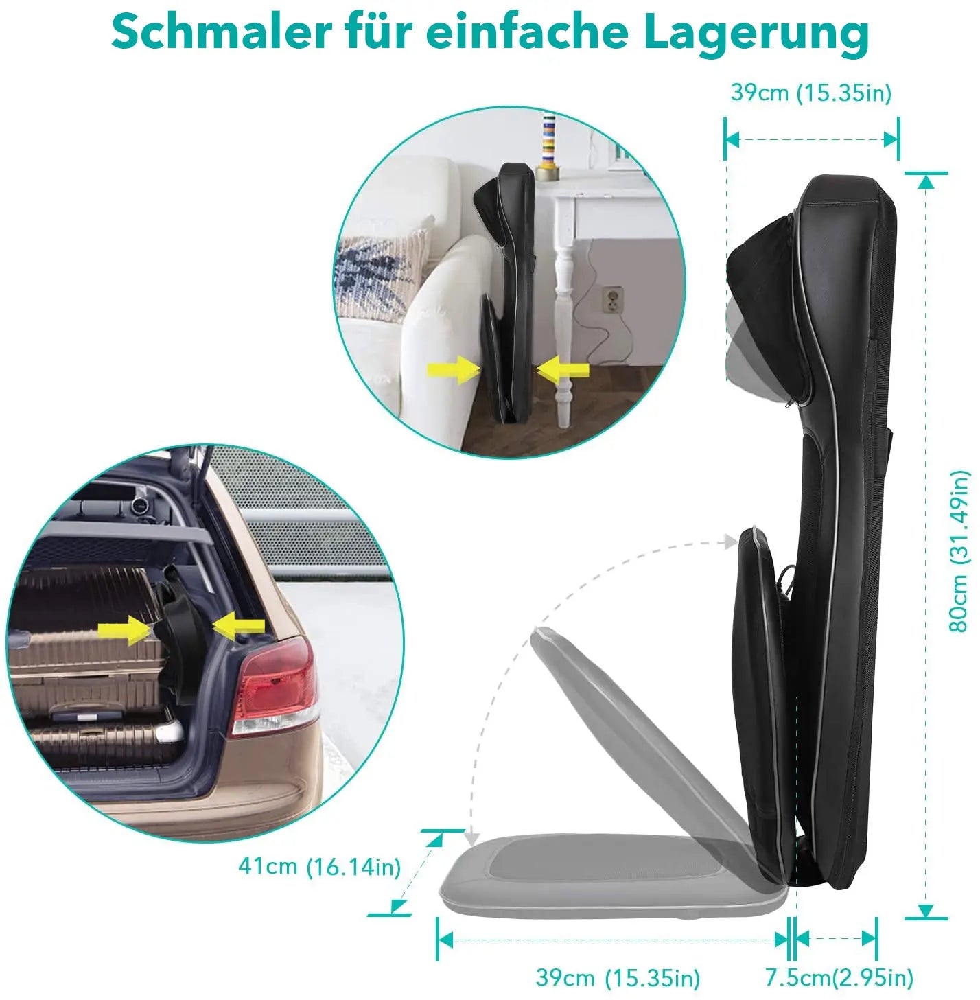 NAIPO Massageauflage Shiatsu ,Massagesitzauflage Rückenmassagegerät mit Wärmefunktion