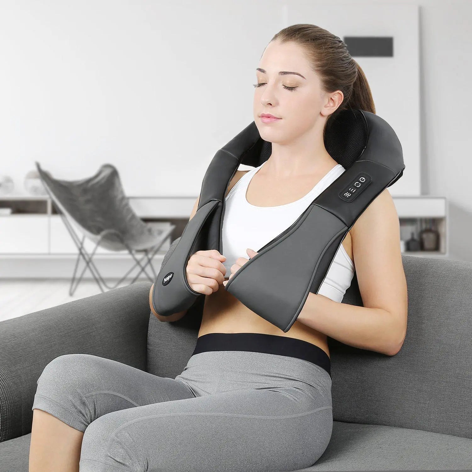 NAIPO Massagegerät, Elektrisches Nackenkissen Shiatsu, Wärmefunktion , kabelgebunden