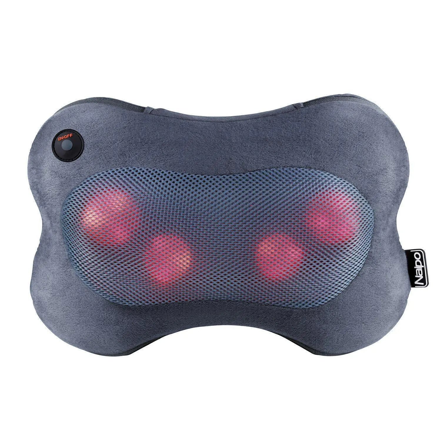 NAIPO Massagekissen Shiatsu Flauschiges Massagegerät mit 3D-rotierenden Massageköpfen, Infrarot Wärmefunktion