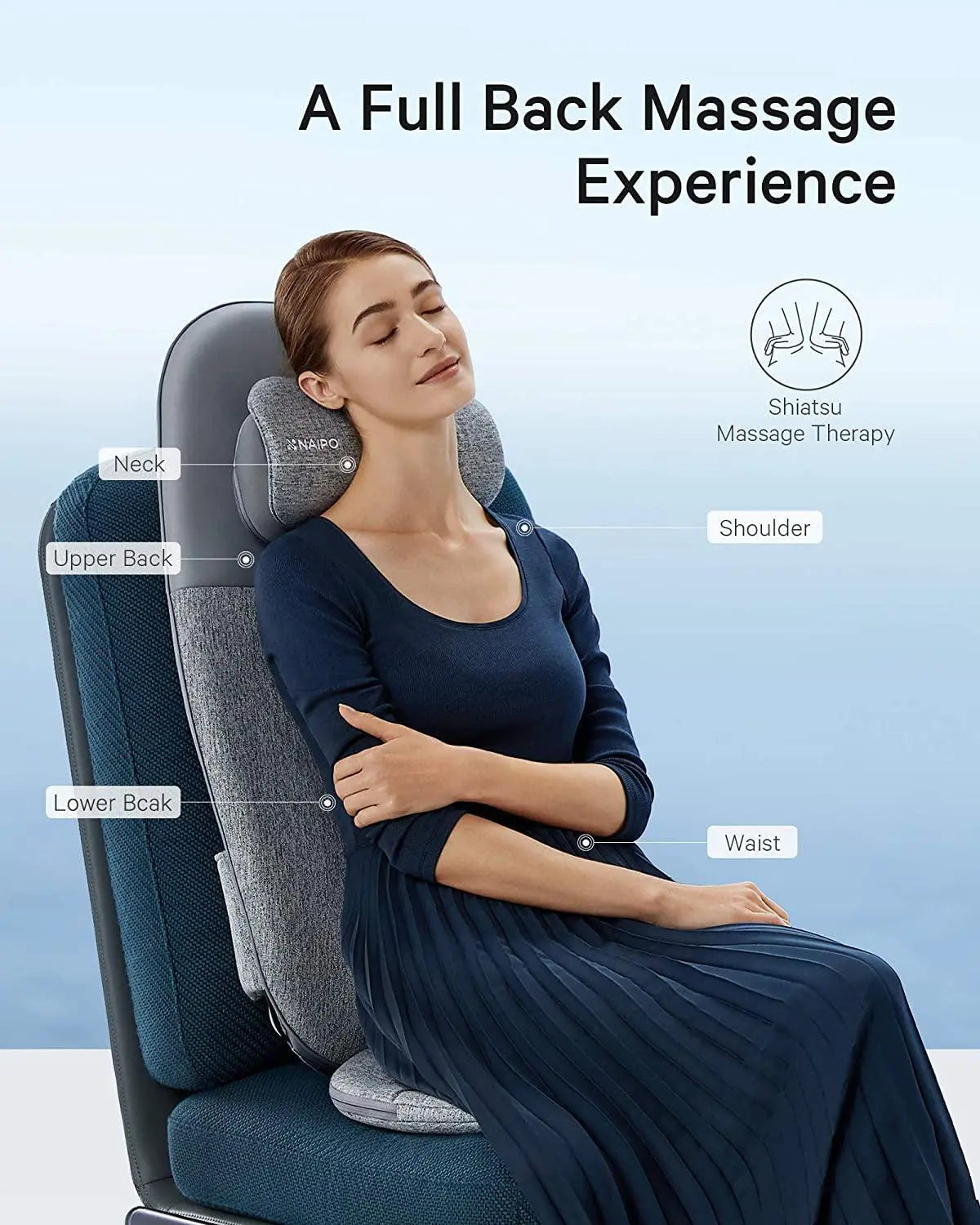 NAIPO Massagematte oCuzen - 2021 Modell, für Nacken, Rücken, Taille Massageauflage