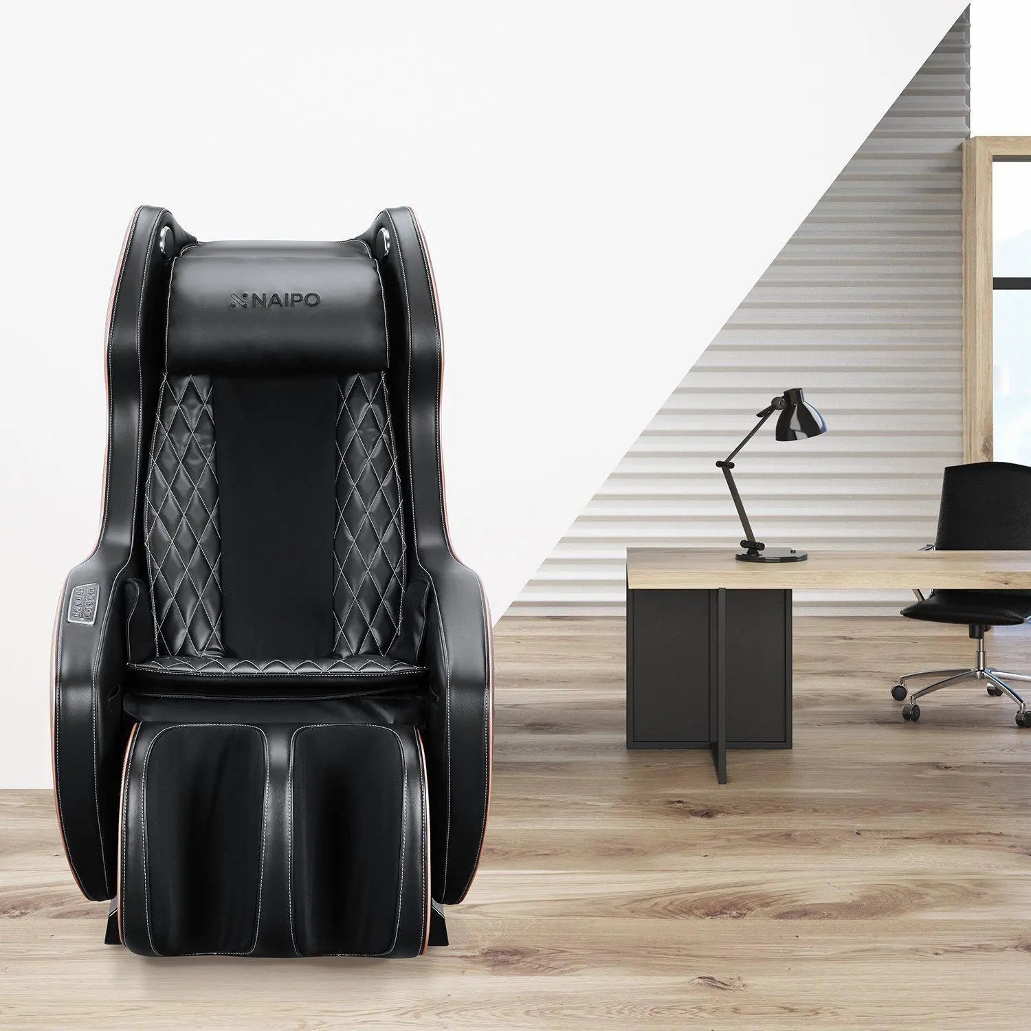 NAIPO Massagesessel mit Wärme | Design-Award | Bluetooth | Liegefunktion | Space-Saving | Creme-beige
