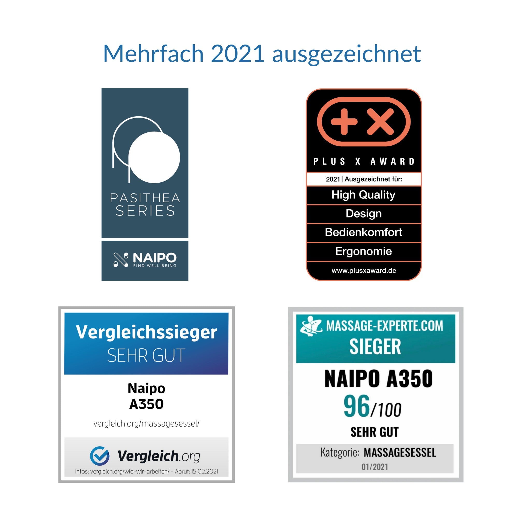 NAIPO Premium Massagesessel, Zero Gravity, 3D Surround-Sound, Vergleichssieger