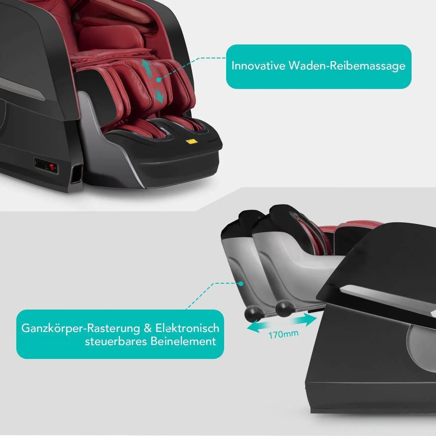 NAIPO Shiatsu 3D Massagesessel, Ganzkörper, Rot, MGC-8600