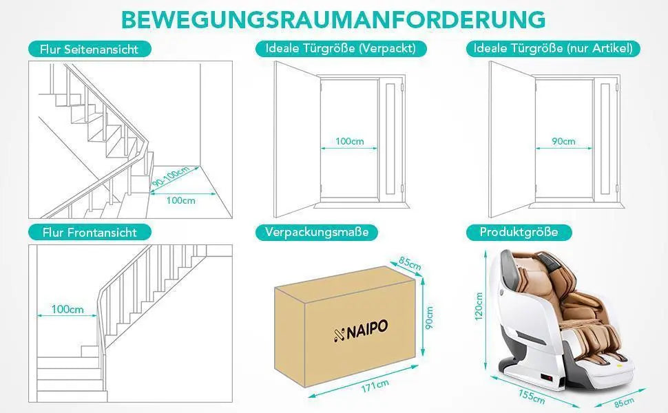 NAIPO Shiatsu 3D Massagesessel, Ganzkörper, Rot, MGC-8600