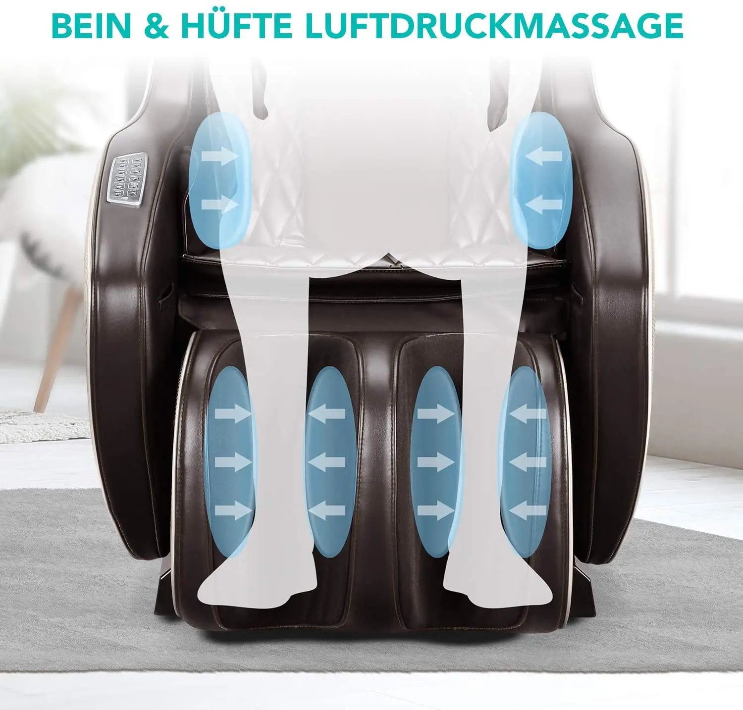 NAIPO Shiatsu Massagesessel, Design-Award, Wärmefunktion, Bluetooth, Liegefunktion, Space-Saving