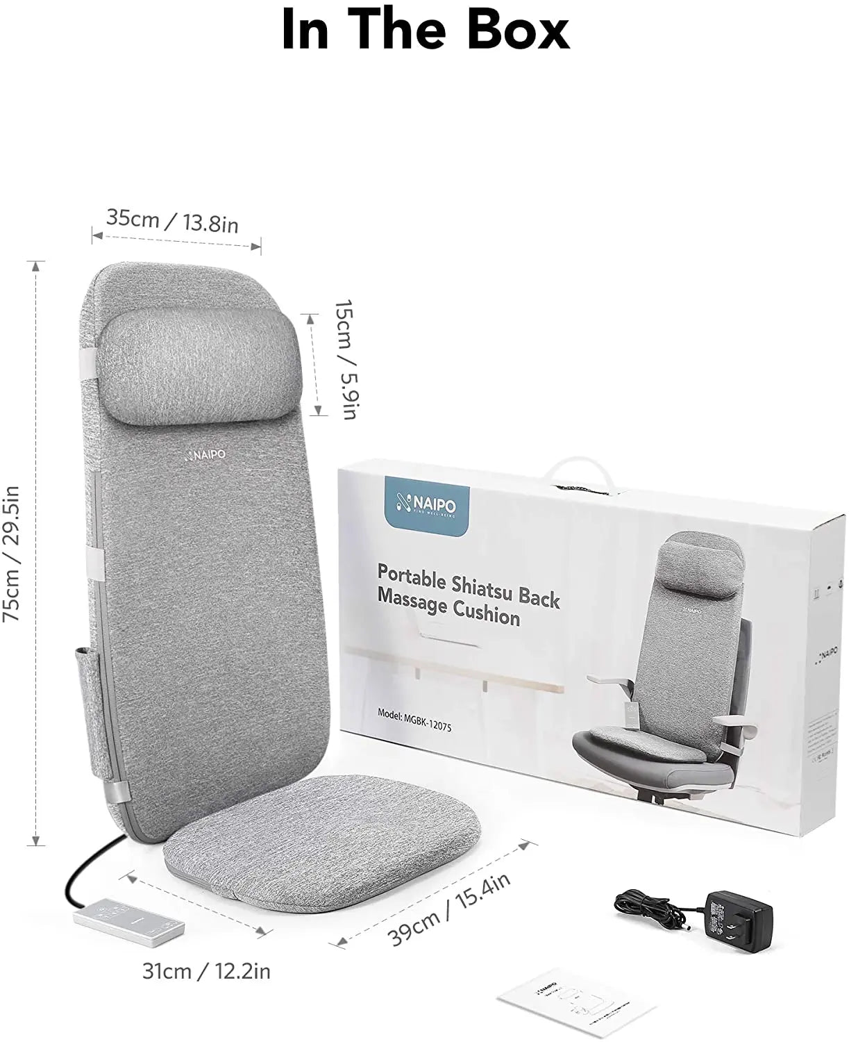 Naipo Massagesitzauflage mit Vibrationsmassage und Wärmemassage 8 Motorvibrationen 4 Massage Modi