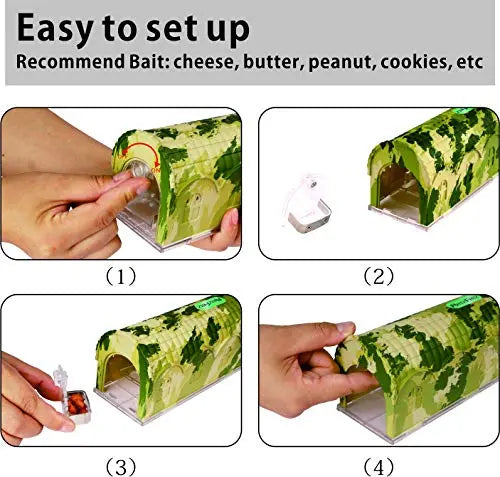 RatzFatz Premium Mausefalle, Lebendfalle Wiederverwendbar. Camouflage, AuĂźen und Innen, Innovativer Mechanismus, Modell Rambo MBC-01