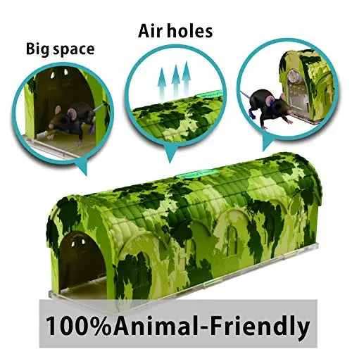 RatzFatz Premium Mausefalle, Lebendfalle Wiederverwendbar. Camouflage, AuĂźen und Innen, Innovativer Mechanismus, Modell Rambo MBC-01