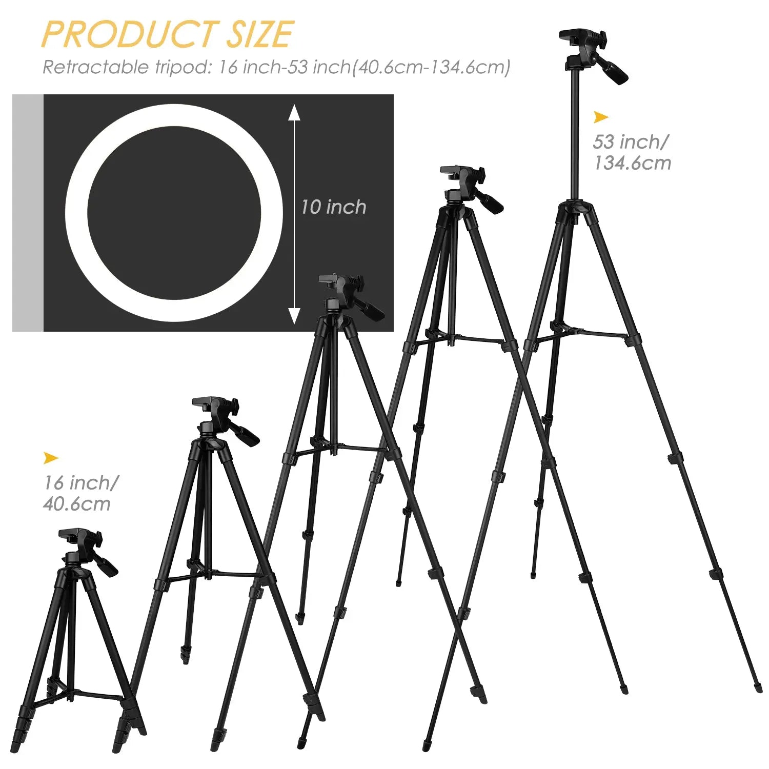 Ringlicht 10 Zoll mit Stativ - 3 Farben Dimmbar 3000K-5600K Einstellbare Helligkeit 360°Drehung Gimbals, LED Ring Light USB mit Fernbedienung und Handyhalterung, für Makeup/Videoanruf/Selfie