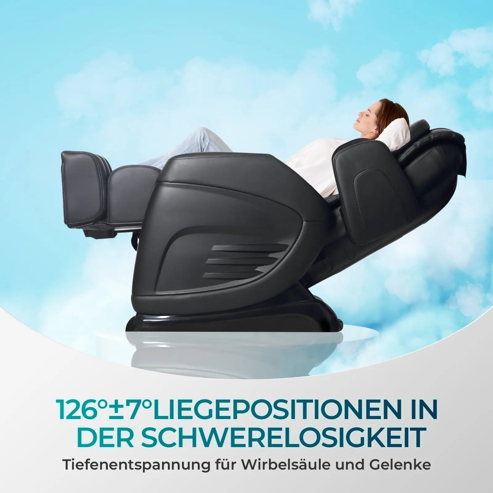 Aspria by NAIPO Massagesessel mit Liegefunktion "Classic-Comfort" Shiatsu mit Wärmefunktion, Zero-Gravity, Ganzkörpermassage, schwarz