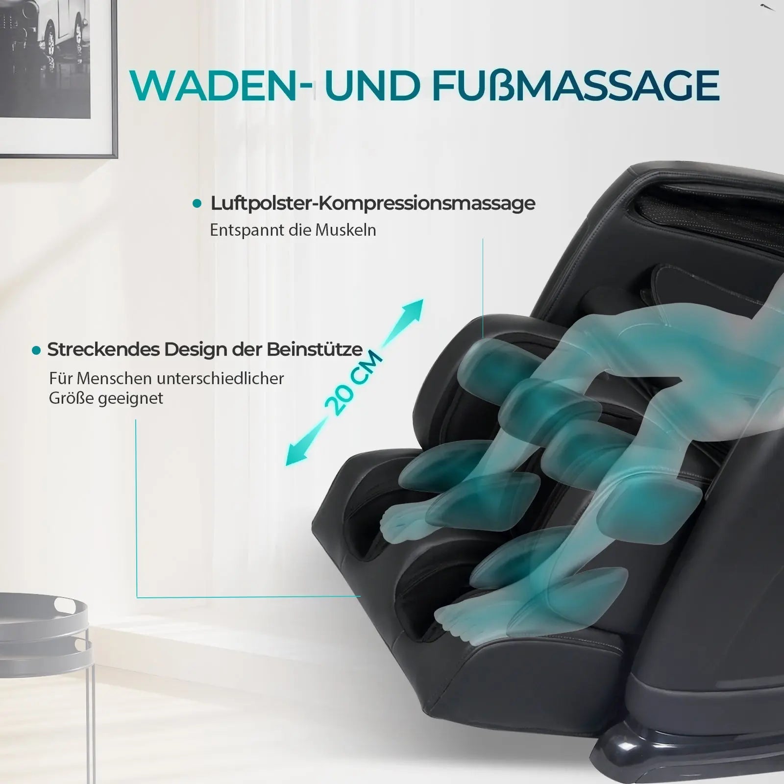 Aspria by NAIPO Massagesessel mit Liegefunktion "Classic-Comfort" Shiatsu mit Wärmefunktion, Zero-Gravity, Ganzkörpermassage, schwarz
