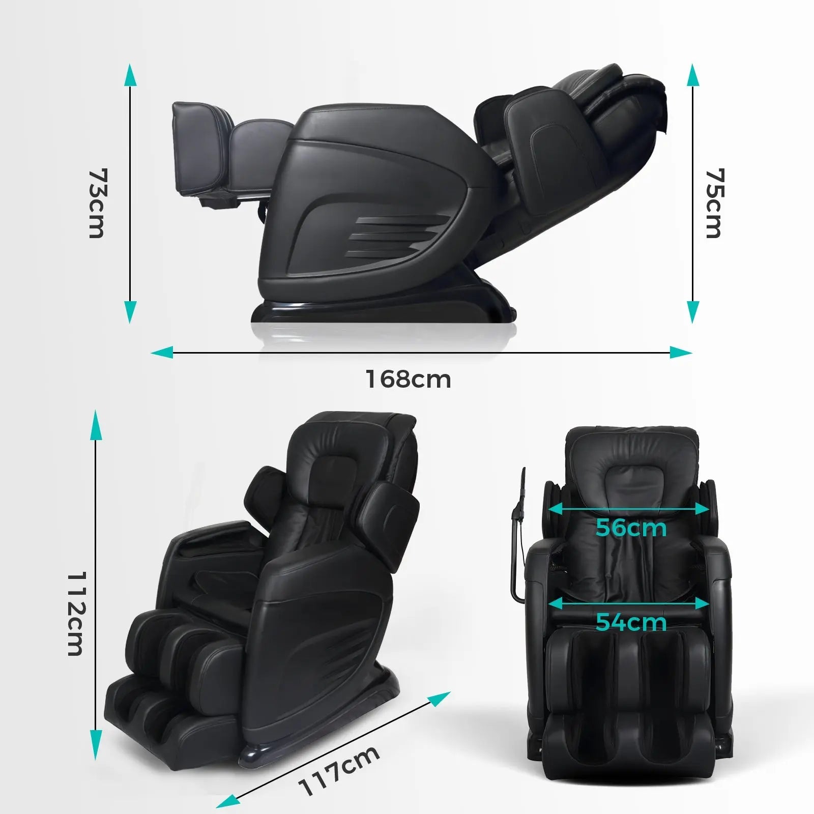Aspria by NAIPO Massagesessel mit Liegefunktion "Classic-Comfort" Shiatsu mit Wärmefunktion, Zero-Gravity, Ganzkörpermassage, schwarz