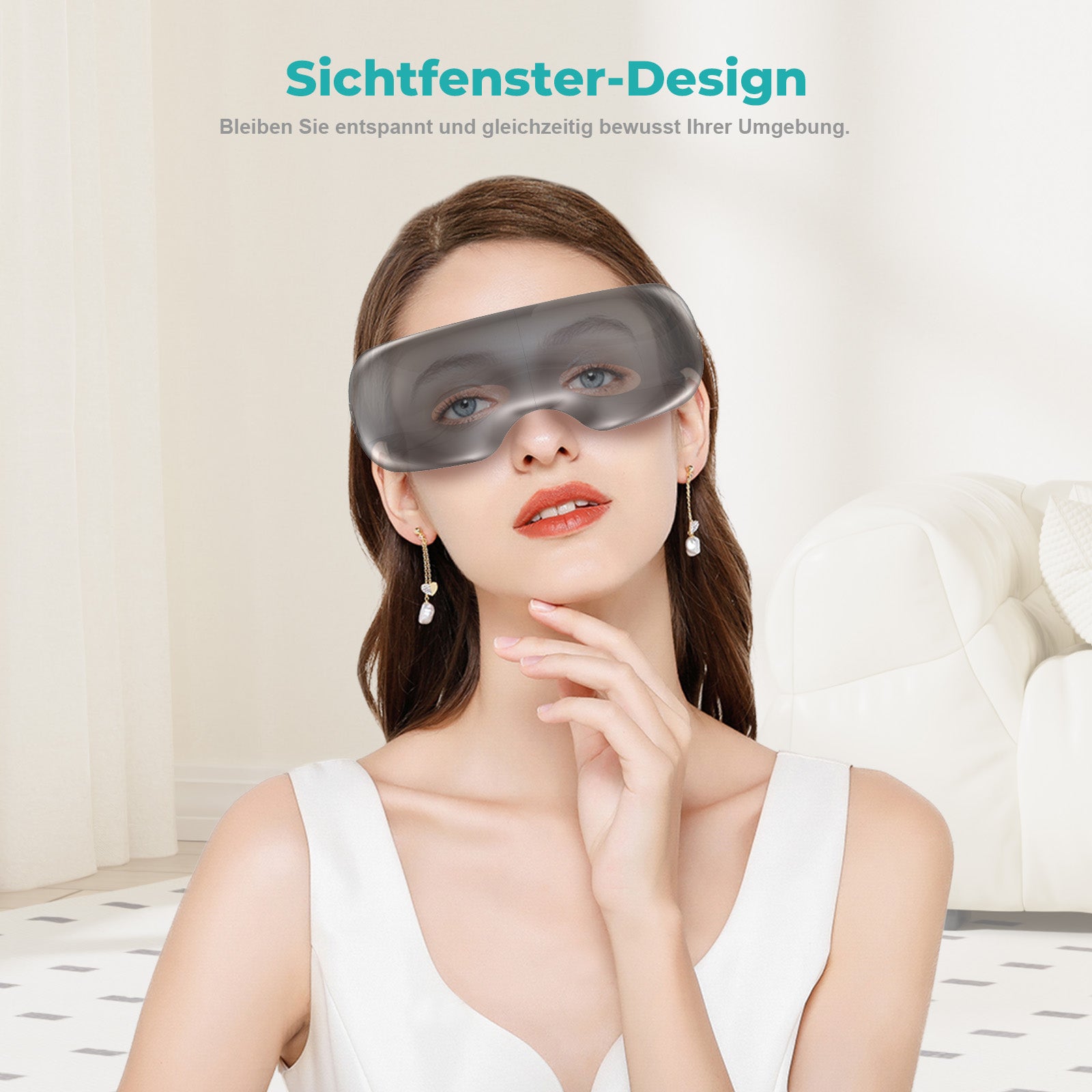 Aspria by NAIPO® Eyecloud Vision - Augenmassagegerät mit Wärme & Bluetooth-Musik, Sichtbarem Design, Luftdruckmassage, Massagesessel Erweiterung oder Standalone