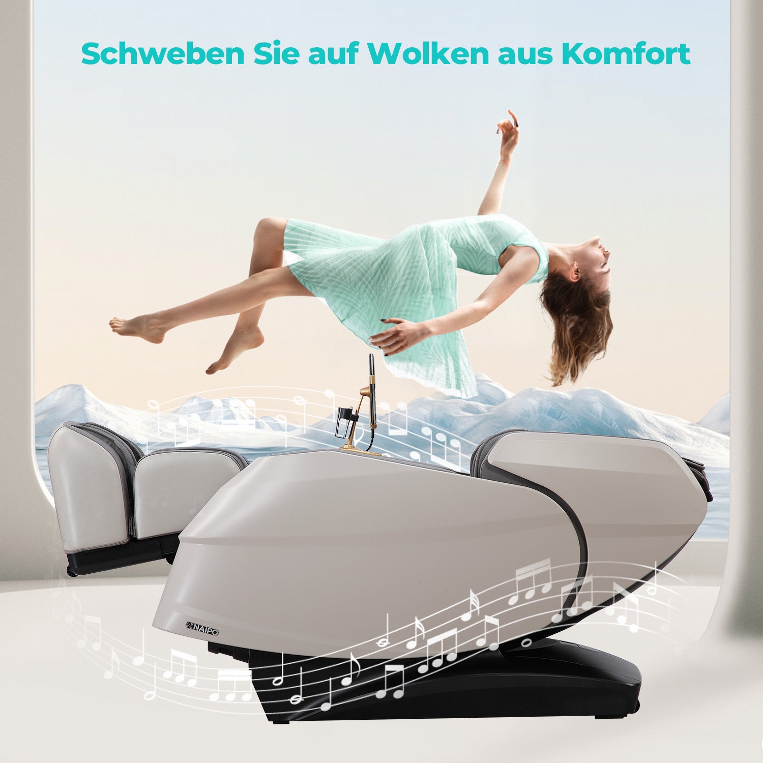 Naipo 3D Massagesessel R50 grau, High-End Massagestuhl, Wärmefuktion