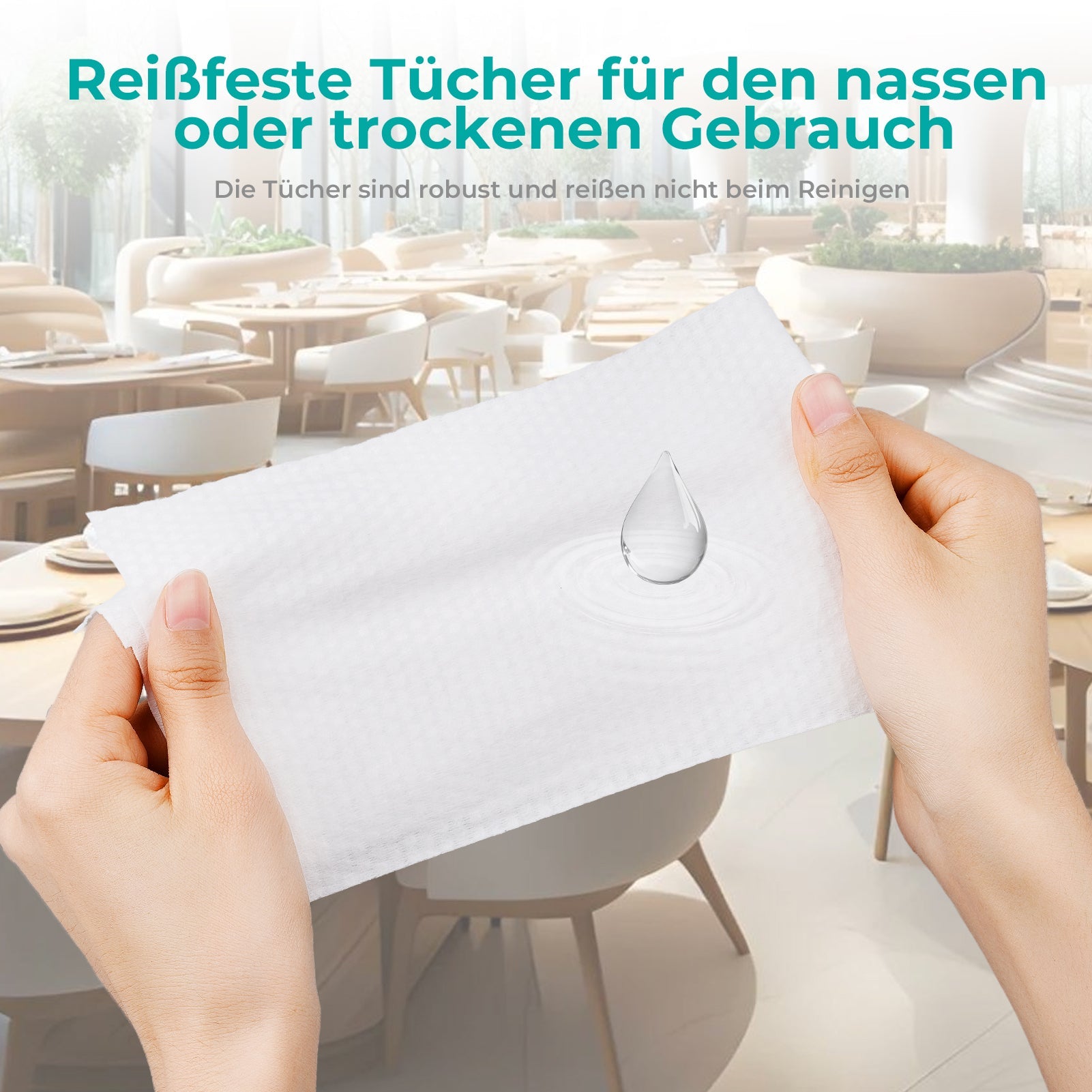 CalmConcept® Einweg-Handtuchrolle 23M, aus 100 % natürliche Pflanzenfasern, 3D-Perlentextur, weich, fusselfrei, biologisch abbaubar, für Trocken- & Nassanwendung, für Warmtuchspender Modell A