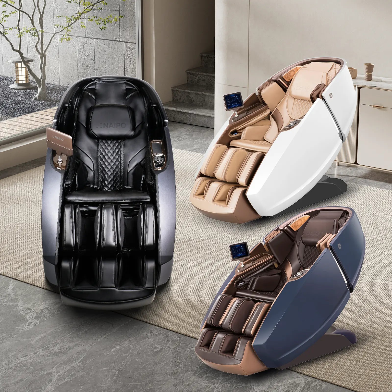 NAIPO 4D High-End Massagesessel S89, Raumkapsel-Design, Aromatherapie, Wärmetherapie, 8-Zoll-Tablet-Steuerung