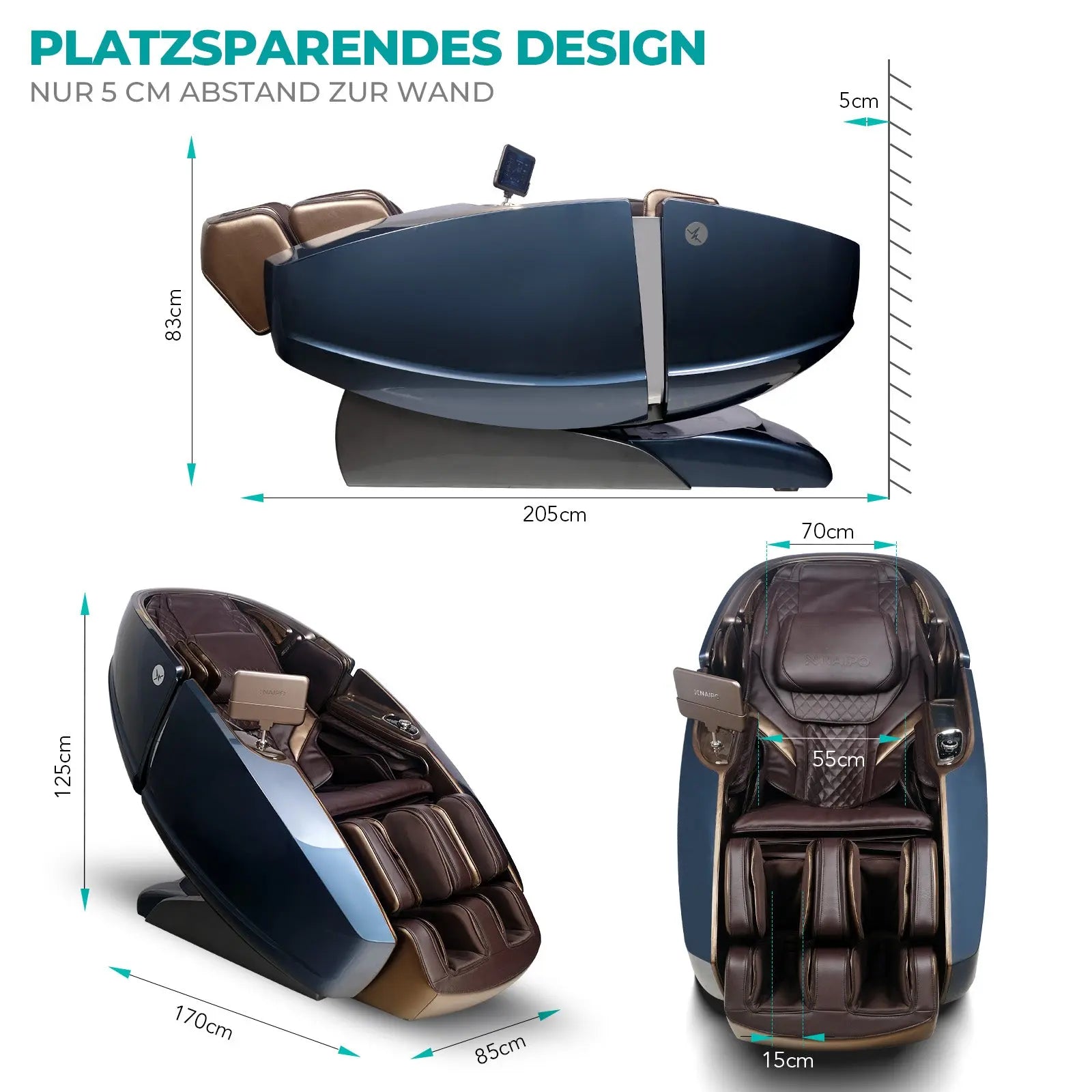 NAIPO 4D High-End Massagesessel S89, Raumkapsel-Design, Aromatherapie, Wärmetherapie, 8-Zoll-Tablet-Steuerung