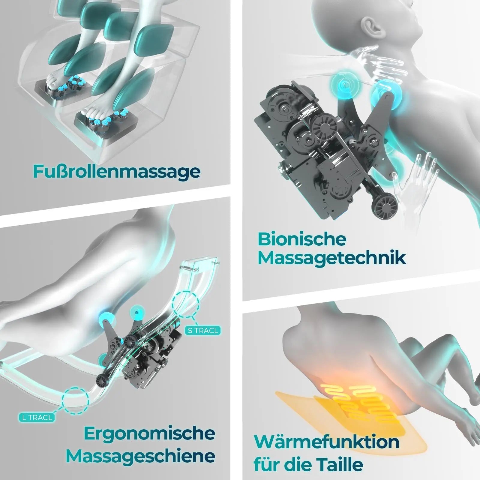 NAIPO® Premium Aspria Massagesessel, Tai Chi Massagestuhl für Ganzkörpermassage mit Wärmetherapie,  Meister für Nacken- und Schultermassage, für Zuhause, Hotels, Salons, Büros verwenden (Grau)