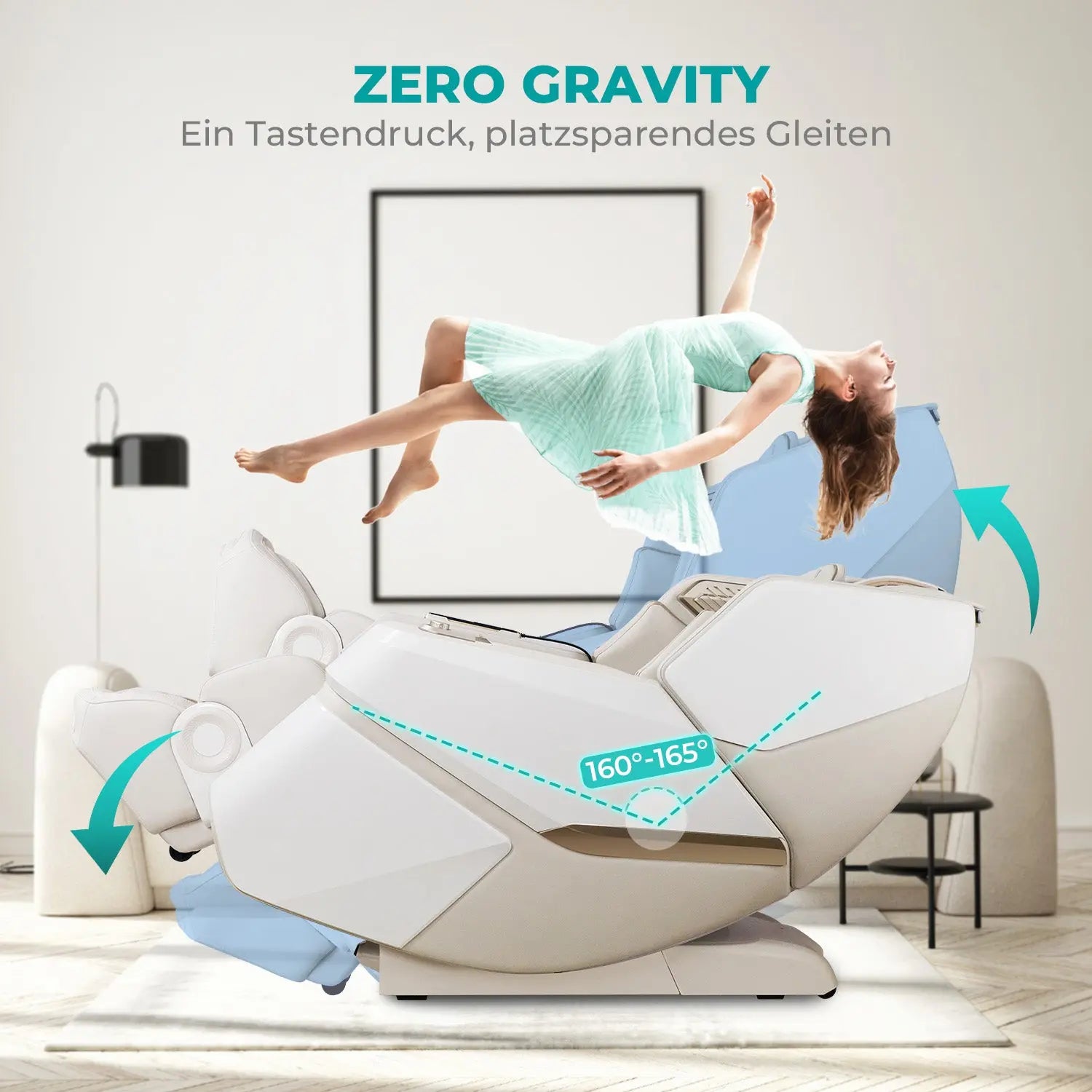 NAIPO® Space Walk 3D Massagesessel mit Wärmefunktion, Zero Gravity Liegefunktion, Shiatsu, 3D Surround-Sound, Ganzkörpermassage, Körperscan