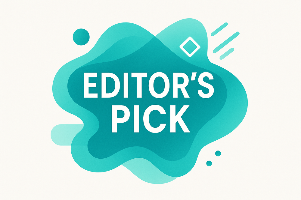 editors pick icon, turquise, abstract