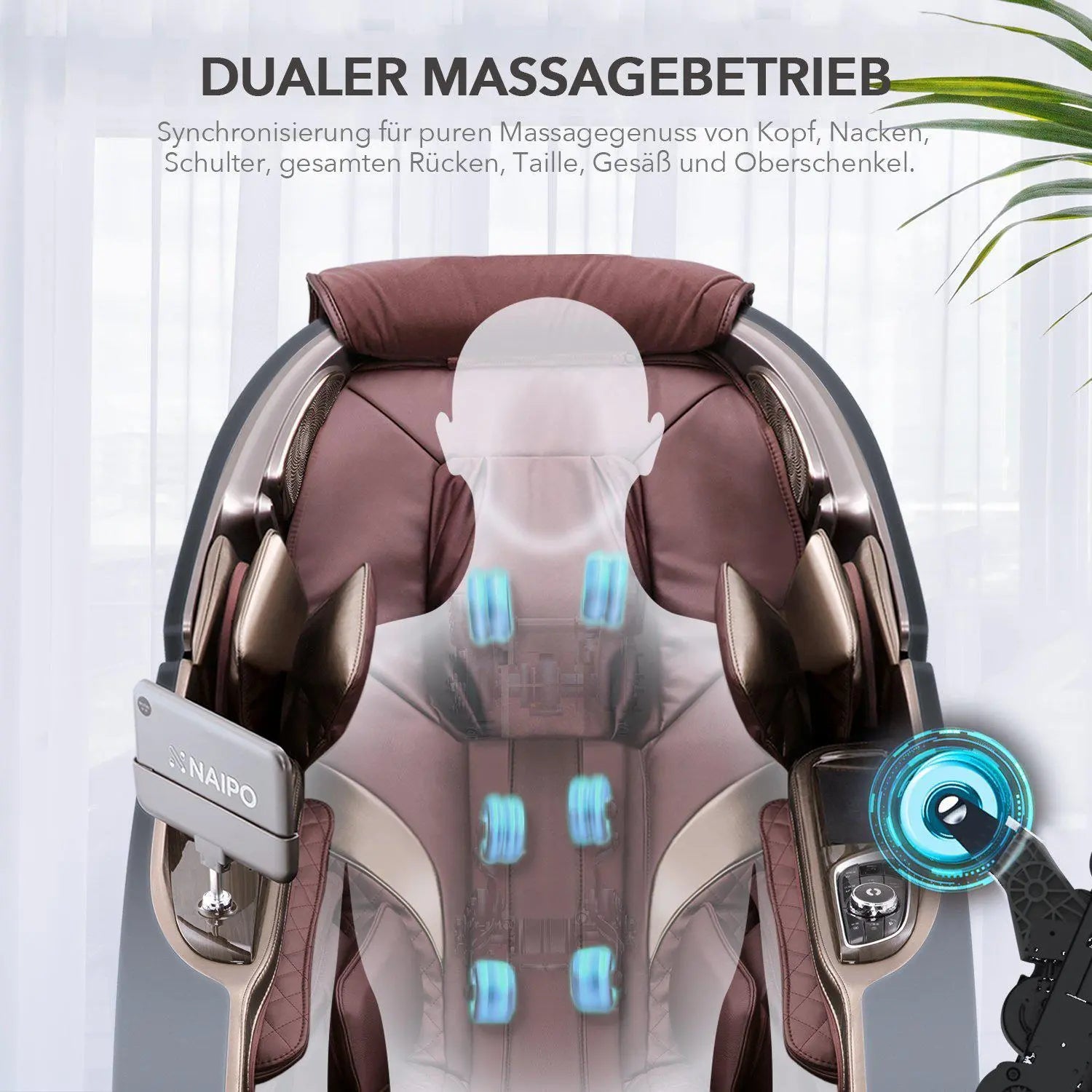 Naipo 3D High-End Massagesessel, Raumkapsel-Design, Integriertes Tablet, Zero Gravity