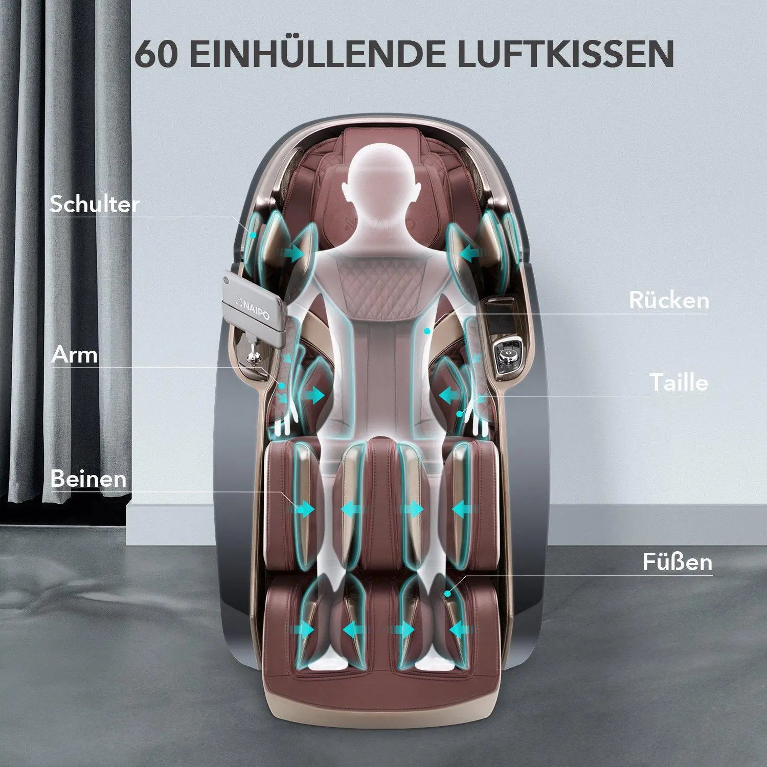 Naipo 3D High-End Massagesessel, Raumkapsel-Design, Integriertes Tablet, Zero Gravity